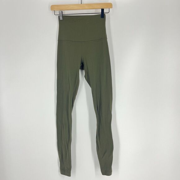 Lululemon Align Leggings Size 4 Dark Olive Full Length 28" Super High Rise Yoga - Picture 1 of 8